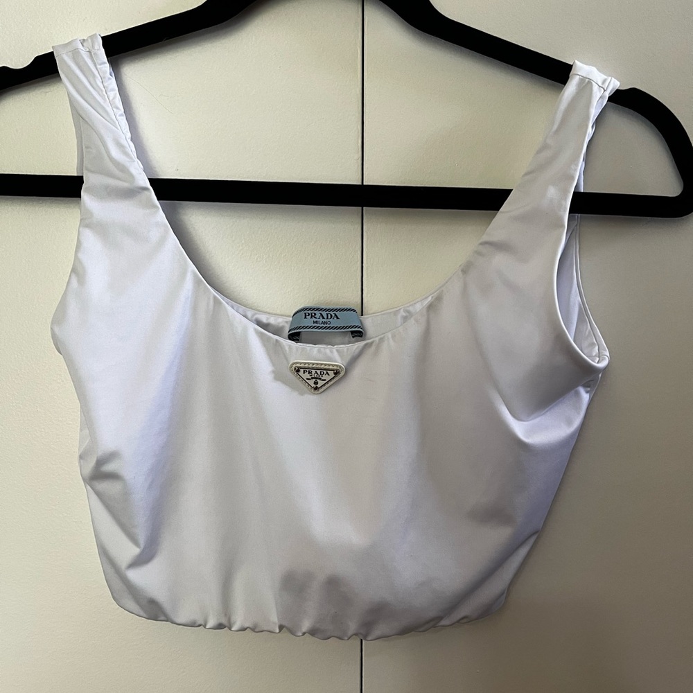 Prada Triangle-logo jersey Crop Tank
